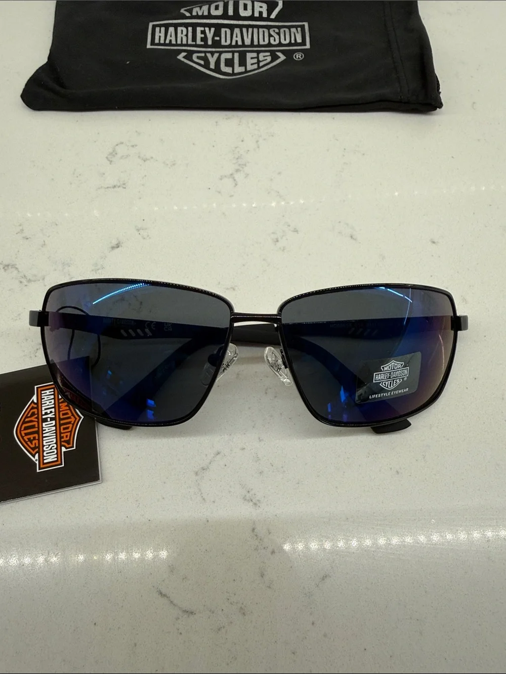 NWT Harley-Davidson Blue Mirrored Aviator Sunglasses